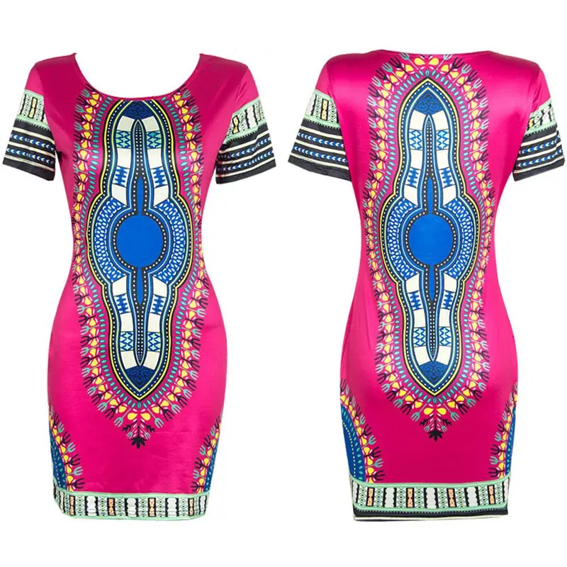 Plus Size Women Clothing Vintage Robe Sale African Print Dashiki Dress Party Slim Bodycon Mini Women's Dresses Feida 7