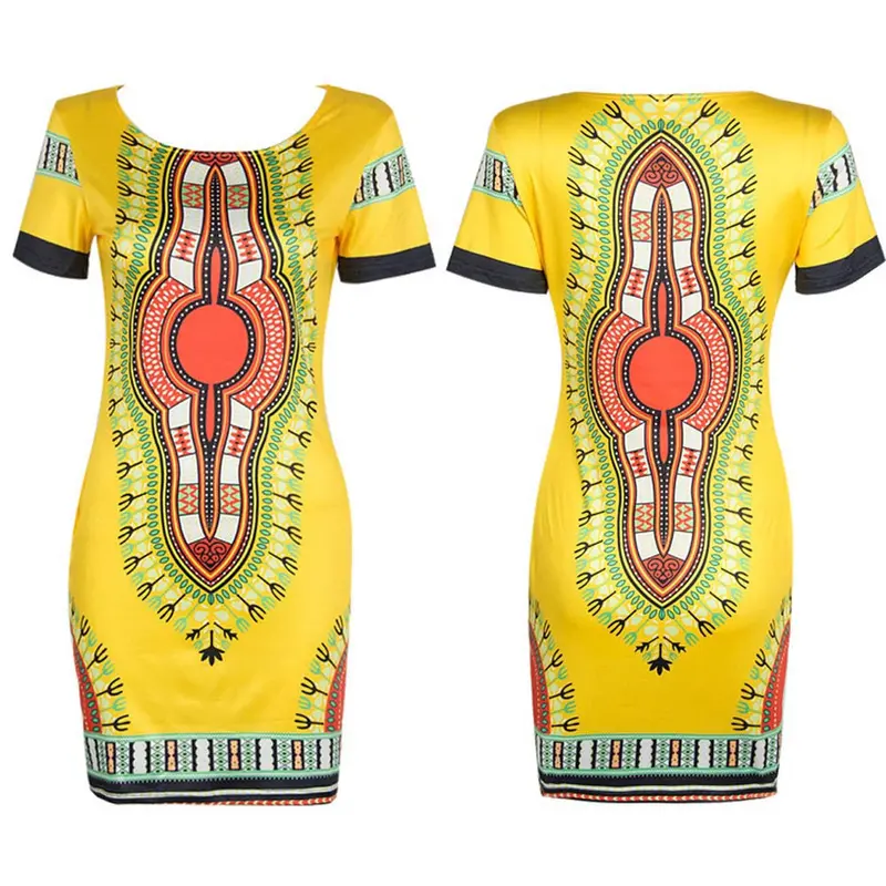 Plus Size Women Clothing Vintage Robe Sale African Print Dashiki Dress Party Slim Bodycon Mini Women's Dresses Feida 8