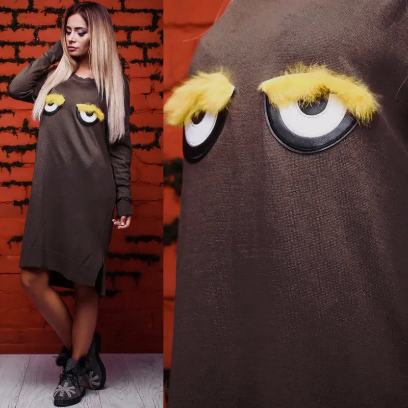 Plus Size Women Dress Casual Loose Cute Cartoon Eye Warm Dress Vestidos Fall Party Dresses Gv415 9