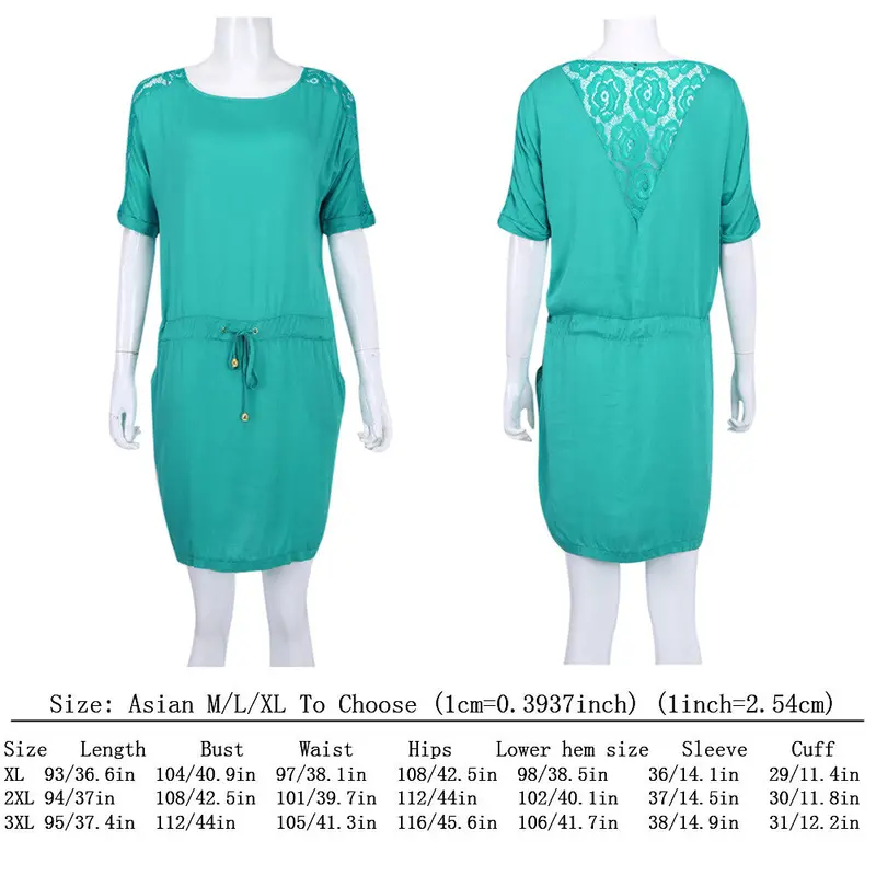 Plus Size Women Floral Lace Dress Style Dresses Casual Fashion Short Sleeve Party Mini Dresses Vestidos 5