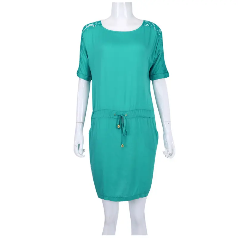 Plus Size Women Floral Lace Dress Style Dresses Casual Fashion Short Sleeve Party Mini Dresses Vestidos 6