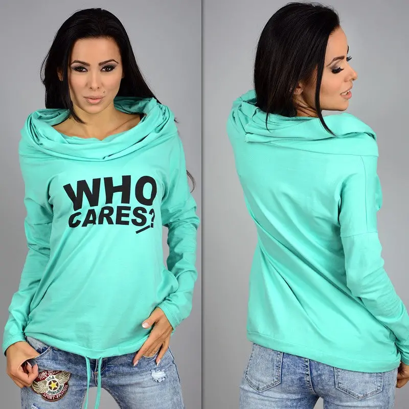 Plus Size Women Hoody Sweatshirt Women Who Cares Letter Print Hoodies Long Sleeve Casual Hooded Sweatshirts Gv288 5