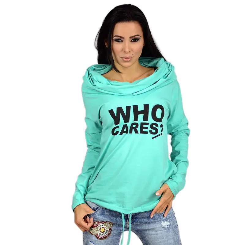 Plus Size Women Hoody Sweatshirt Women Who Cares Letter Print Hoodies Long Sleeve Casual Hooded Sweatshirts Gv288 8