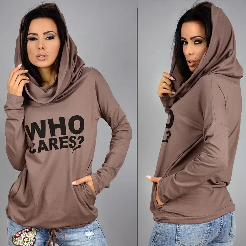 Plus Size Women Hoody Sweatshirt Women Who Cares Letter Print Hoodies Long Sleeve Casual Hooded Sweatshirts Gv288 9