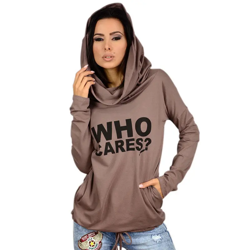 Plus Size Women Hoody Sweatshirt Women Who Cares Letter Print Hoodies Long Sleeve Casual Hooded Sweatshirts Gv288 9