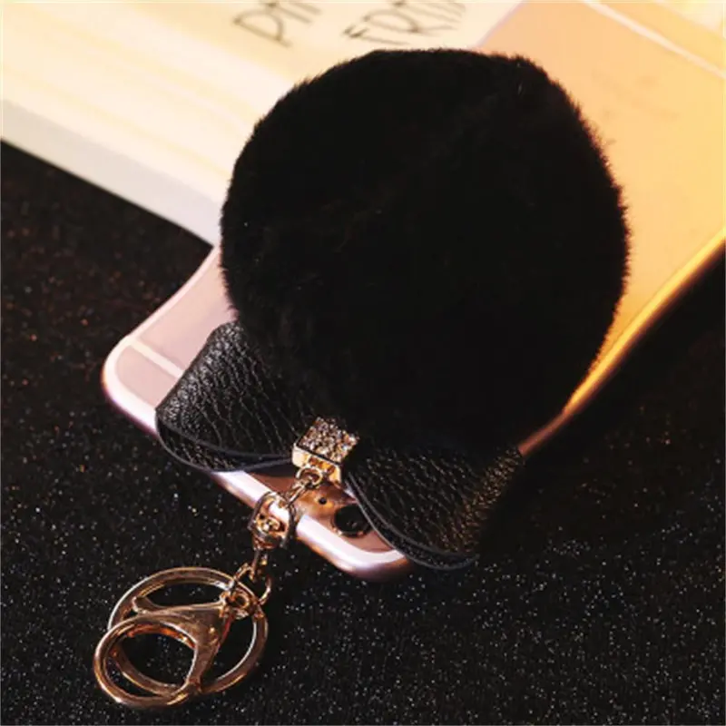 Pompom Key Holder Rabbit Fur Ball Plush Car Keychain Handbag Key Ring Key Pendant Feida 1
