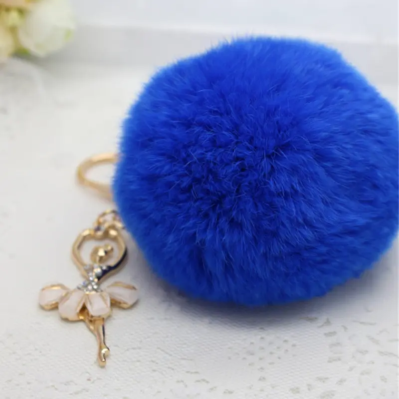 Pompom Rabbit Fur Ball Keychain Cool Gifts Bag Plush Car Key Ring Car Key Small Pendant Women Feida 1
