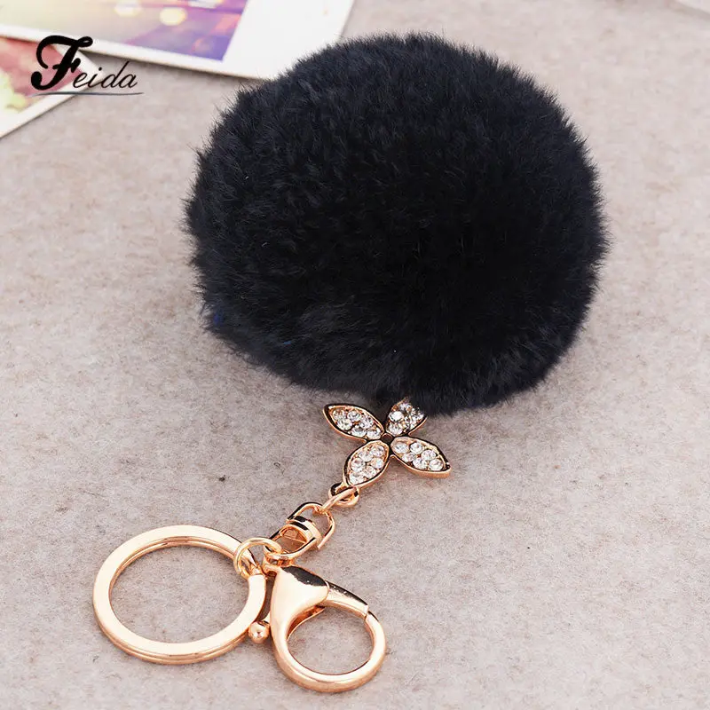 Pompon Key Chain 8Cm Cute Plush Ball Keychain On Bag Handbag Key Ring Llaveros Mujer Small Pendant Feida 1