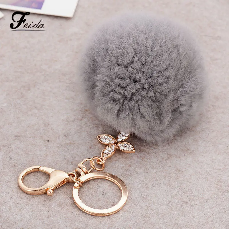 Pompon Key Chain 8Cm Cute Plush Ball Keychain On Bag Handbag Key Ring Llaveros Mujer Small Pendant Feida 2