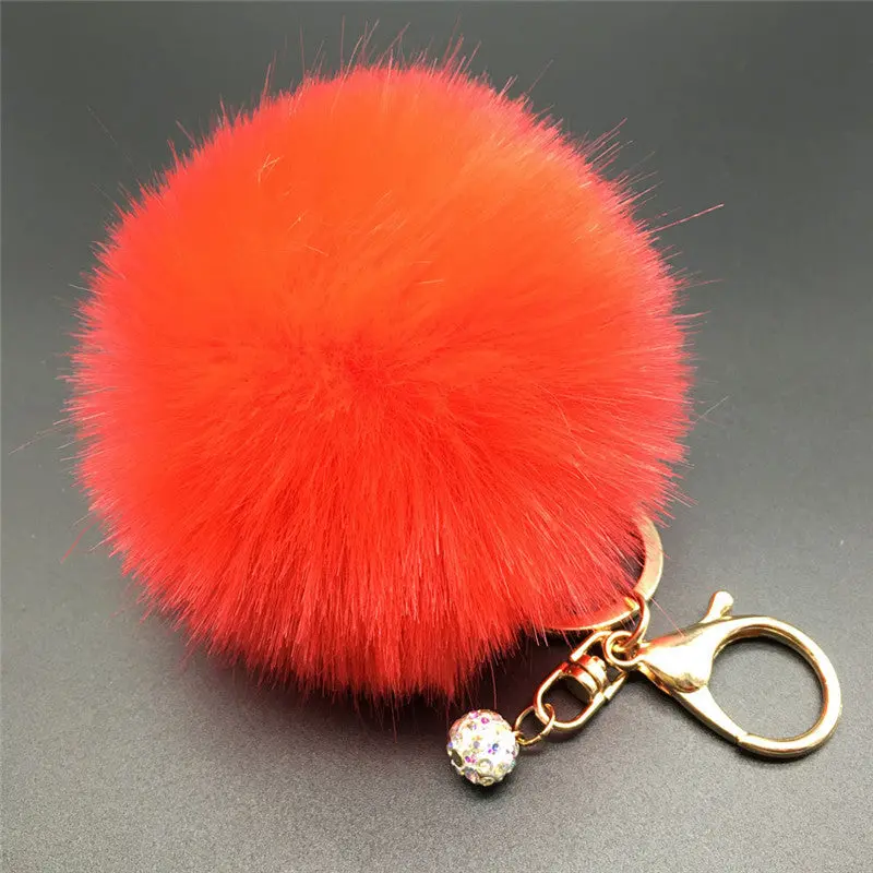 Pompon Key Chain Women 8Cm Fluffy Faux Rabbit Fur Ball Charm Car Keychain Handbag Bag Key Ring Llaveros Mujer Feida 1