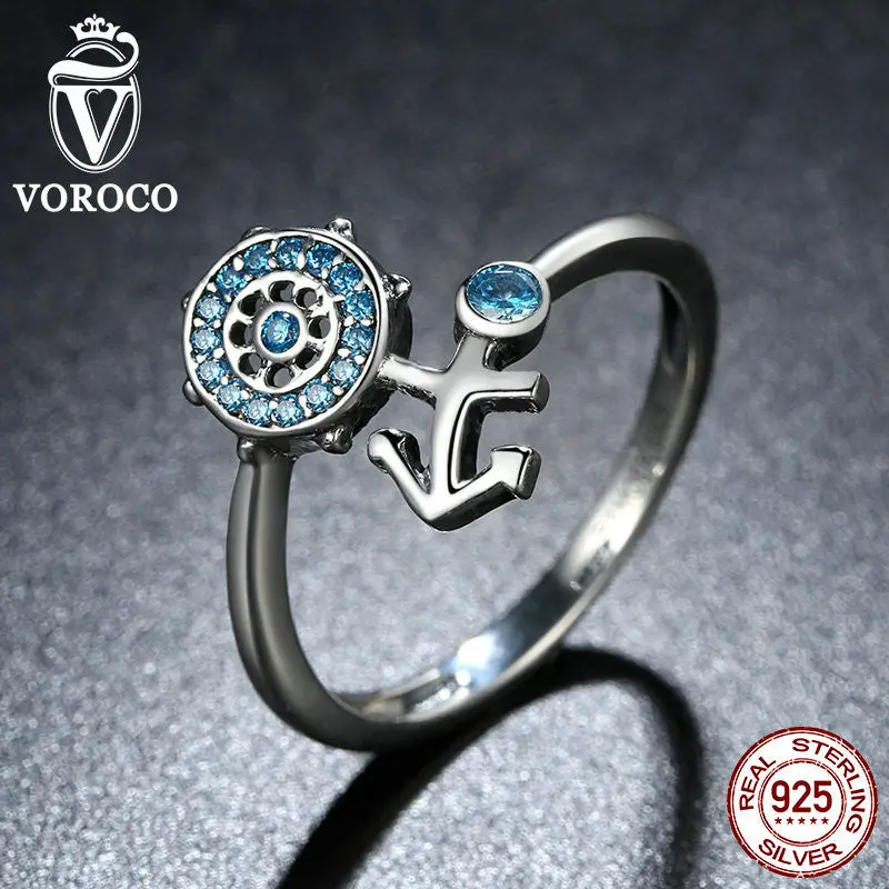 Popular Blue Crystal Anchor Finger Ring For 14Mm*10Mm R005 1