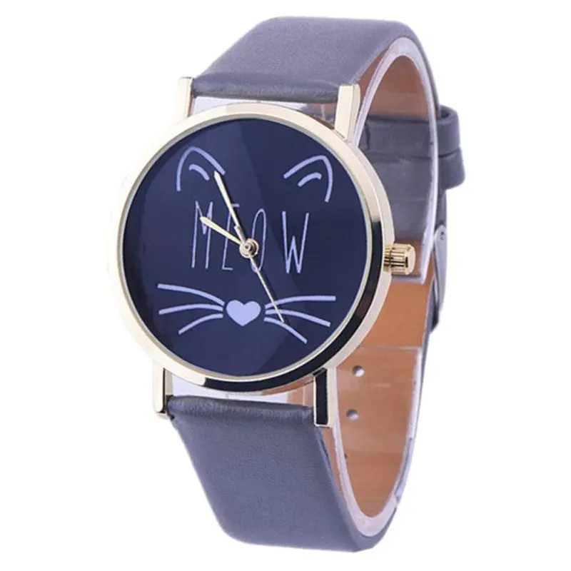 Popular Brand Watch Gift Cat Pattern Ladies Leather Band Analog Quartz Wrist Watch Montre Femme Clock Women Fastshipping 7