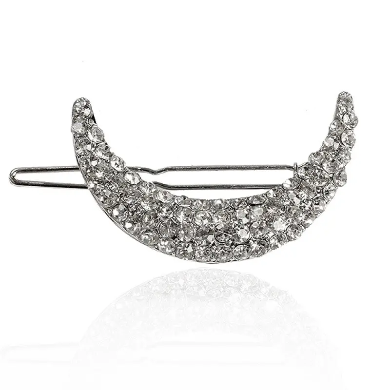 Popular Crystal Moon Rhinestone Hair Clip Bang Clip Headdress Hairpin Clamps 1