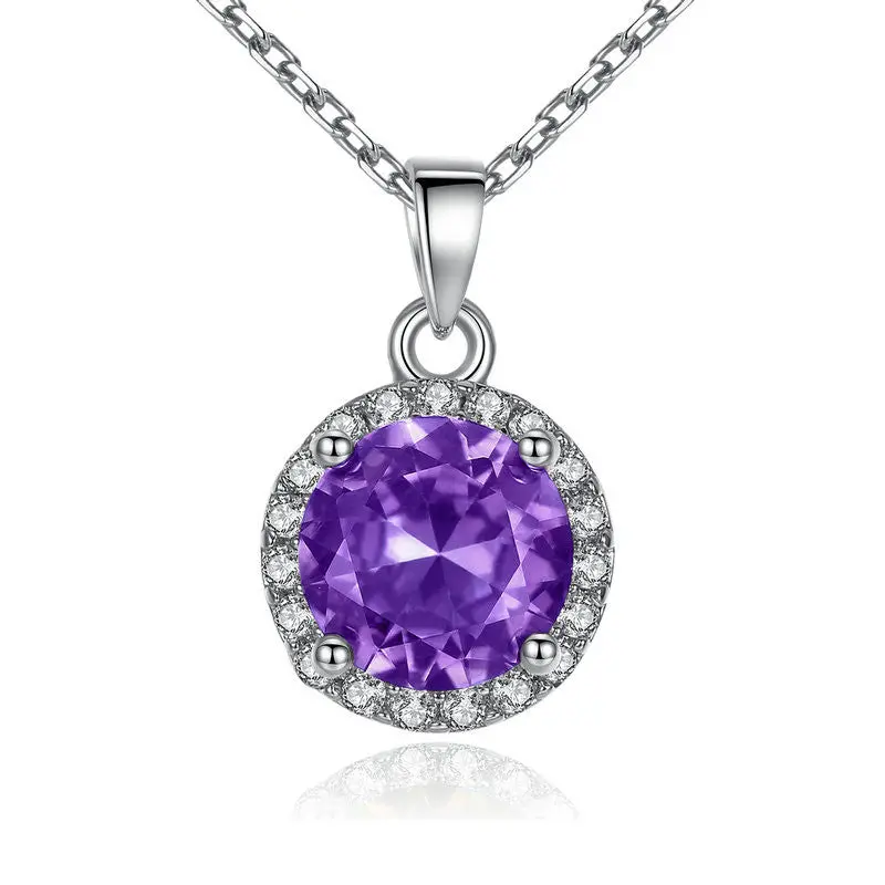 Popular Elegant Round Cutting Purple Necklaces Pendants For N095-Cf 1
