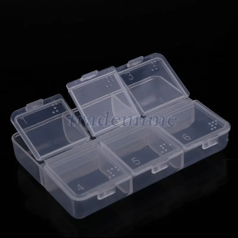 Popular Mini Portable Empty Braille 6 Cells Pill Medicine Drug Storage Case Box 1