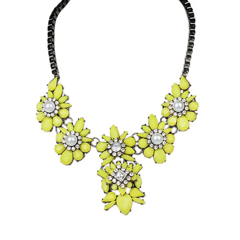 Popular Occident Style Fashion Beautiful Flowers Fluorescent Color Necklace Fashion Jewelry 1
