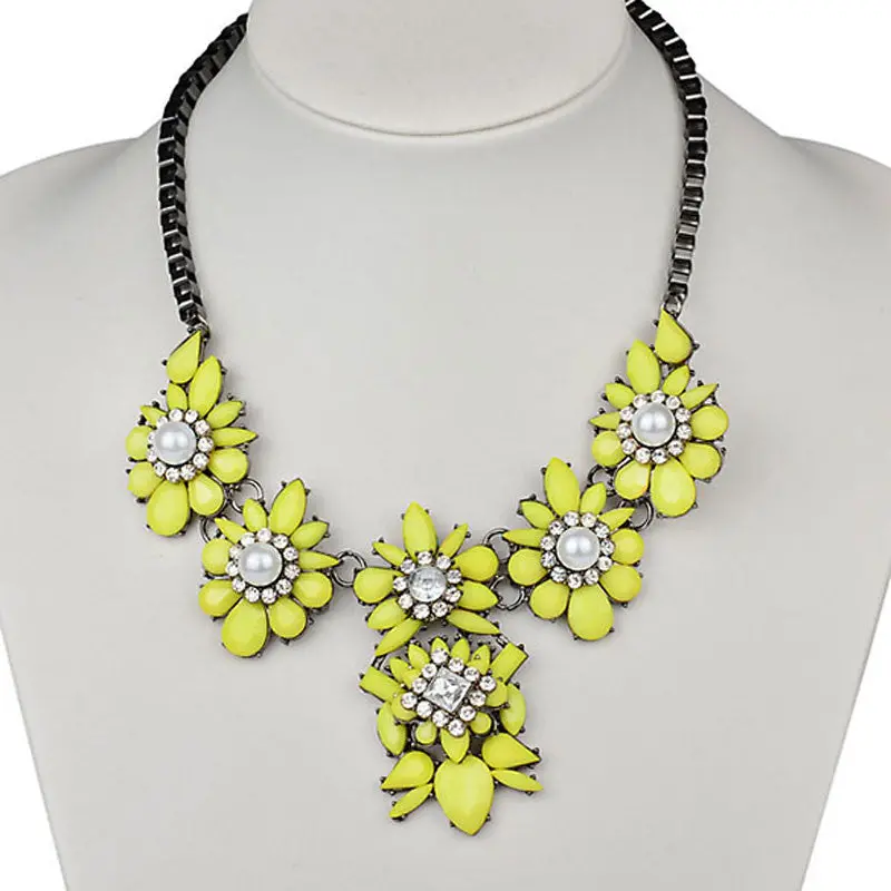 Popular Occident Style Fashion Beautiful Flowers Fluorescent Color Necklace Fashion Jewelry 2