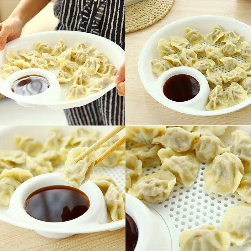 Popular Plastic Fruit Bowl Dumplings Dish Dual-Layer Disc Tool 71317 1
