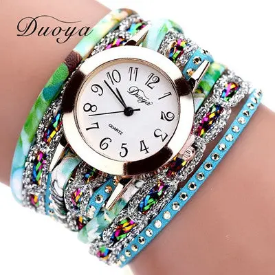 Popular Quartz Watch Luxury Bracelet Watches Women Dress Lady Gift Flower Crystal Wristwatch Clock 6 Colors 2