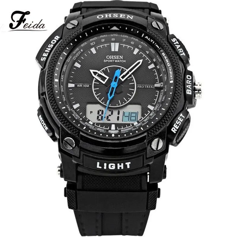 Popular Watch Ohsen Relogio Masculino Digital Lcd Alarm Date Mens Military Sport Watch Relojes Hombre 1