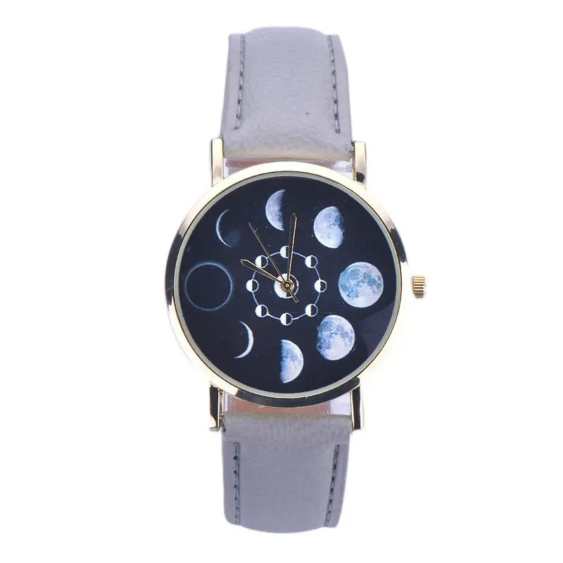Popular Watches Women Lunar Eclipse Pattern Watch Leather Analog Quartz Wrist Watch Casual Women Men Relogio Reloj 3
