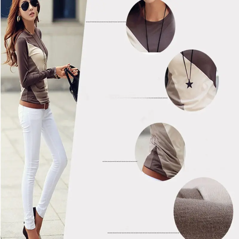 Popular Women Lady Long Sleeve Crew Neck Shirt Tops Blouse Tee 5