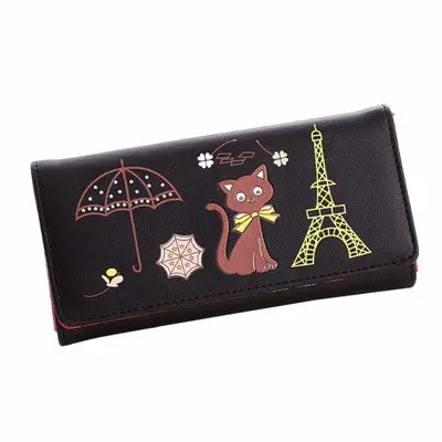 Popular Women's Purse Cute Carton Cat Women Wallet Long Design Women Purse Card Holder Zipper Coin Purse Carteira 1