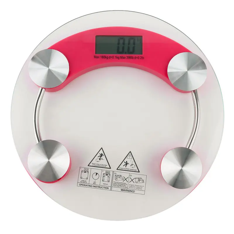 Portable 26Cm Round Digital Lcd Tempered Glass Body Scale Bathroom Losing Weight Digital Electronic Body Weighing Scale Rose Red 2