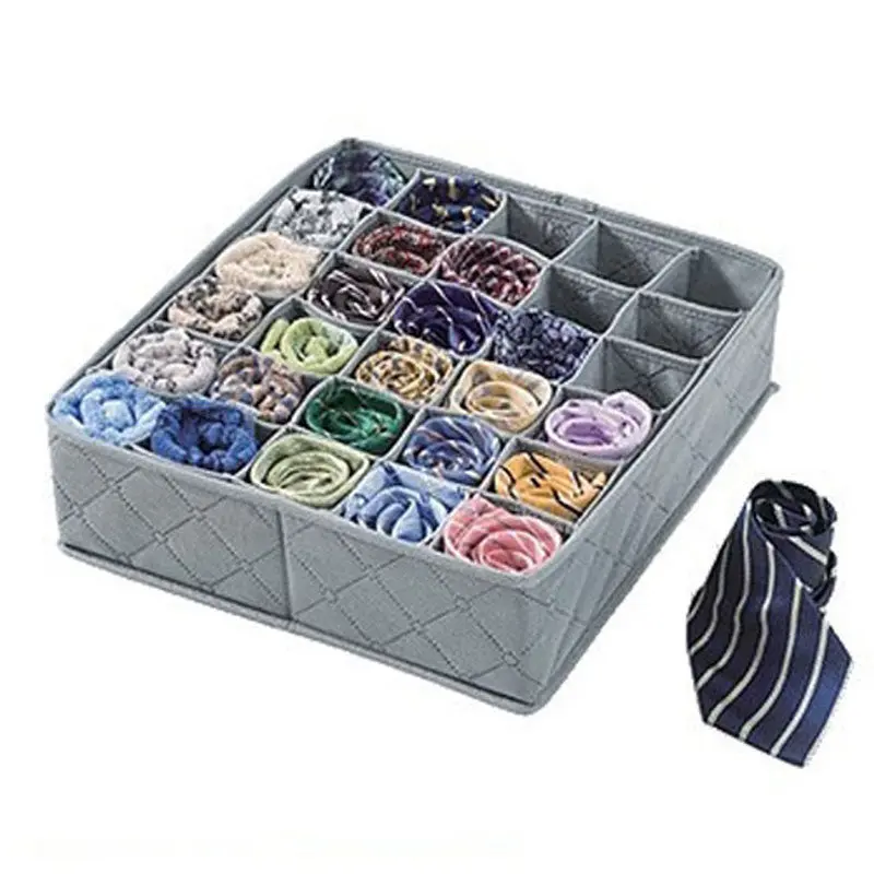 Portable 30 Cell Bamboo Ties Box Closet Divider Drawer Wardrobe Closet Organizer Storage 30489 1