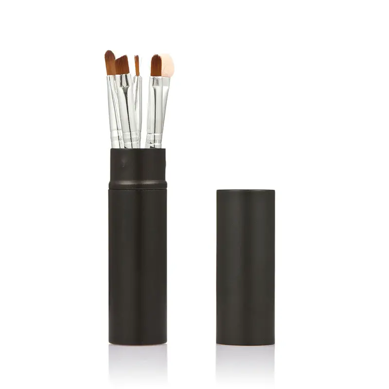 Portable 5Pcs Makeup Brush Set Eyeshadow Brush Lipbrush Eyeliner Brush With Round Tube Holder 1