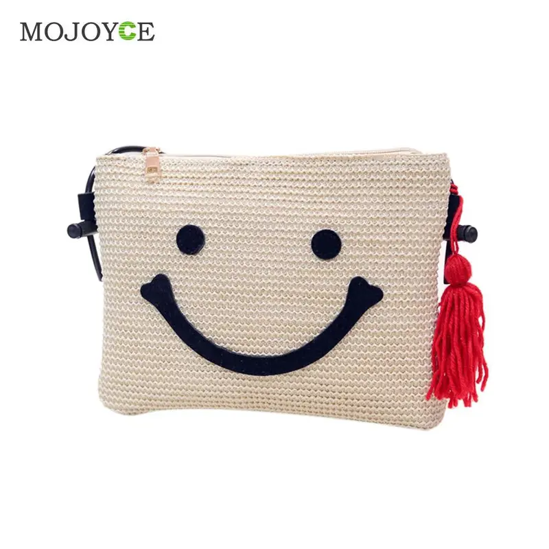Portable Fashion Weave Women Bags Lady Smile Shoulder Bags Handbags Women Famous Brands Women Messenger Bags Bolsa Feminina 1
