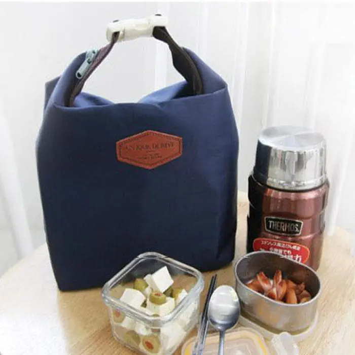 Portable Insulated Pouch Cooler Waterproof Food Storage Bag Navy 4 Colors Convenient For Lunch Storge Smile 4