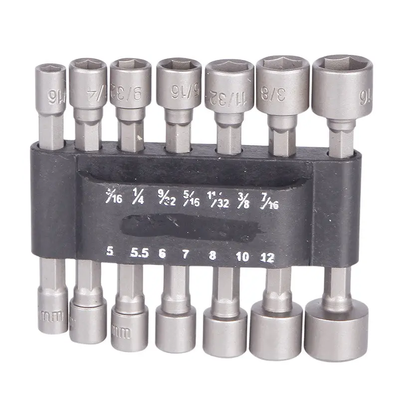 Portable Metric Hex Shank Works In Cordless Drills Tool 14X Power Nut Driver Set Sae 71215 1