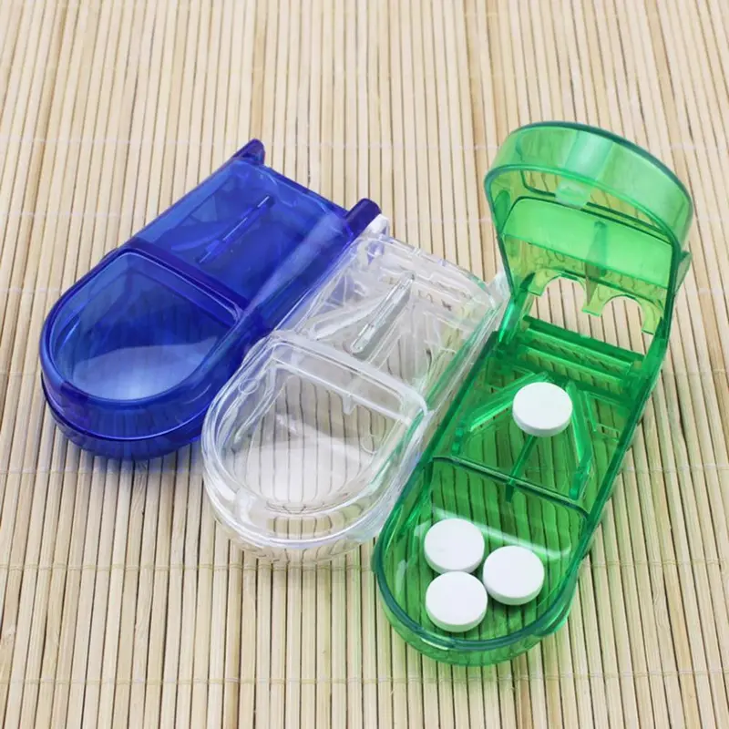 Portable Mini Plastic Medicine Pill Compartt Box Case Storage Tablet Cutter Convenient Clear Storage Box Pill Holder 1