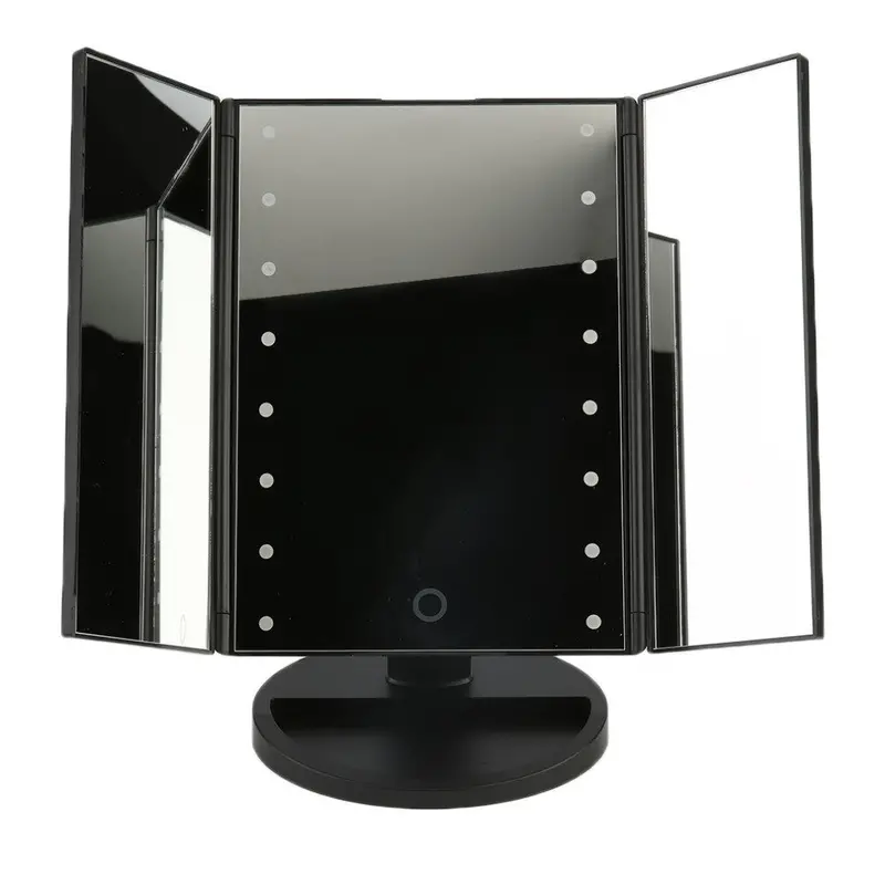 Portable Three Folding Table Led Lamp Luminous Makeup Mirror Cosmetic Mirror Adjustable Tabletop Countertop Light Mirror 1