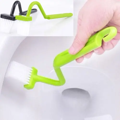 Portable Toilet Brush Scrubber V-Type Cleaner Clean Brush Bent Bowl Handle 32743 1