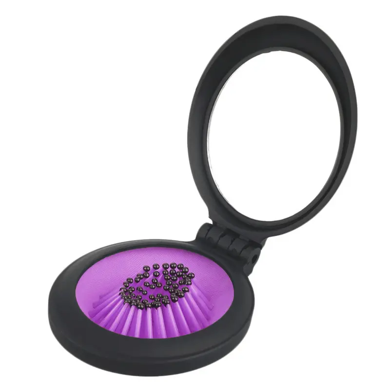 Portable Travel Folding Hair Brush With Mirror Pocket Size Massage Comb 1