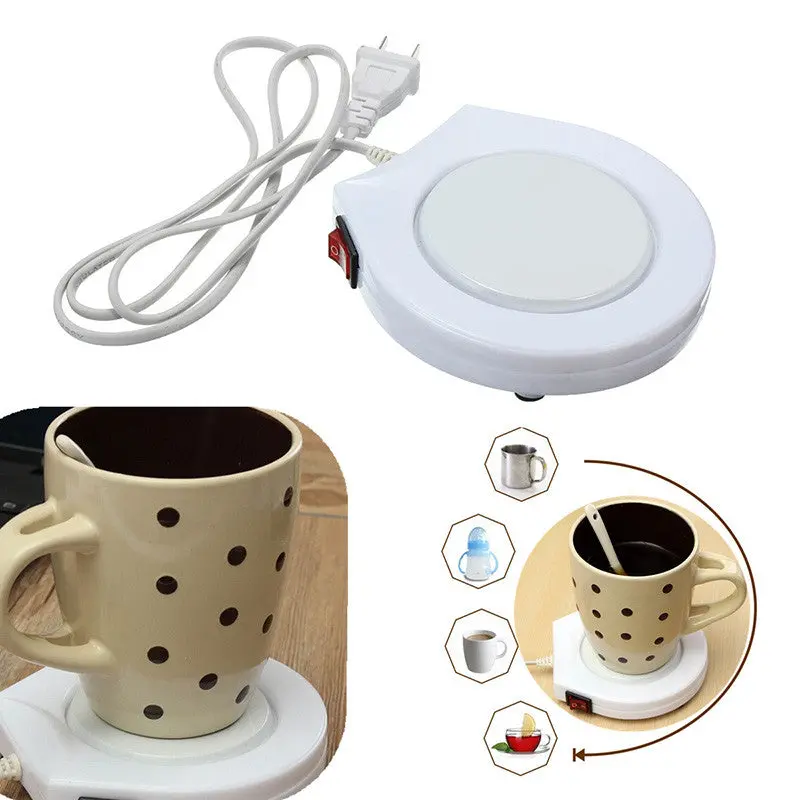 Portable Unique White Electronic Powered Cup Warmer Heater Pad Coffee Milk Mug Us Plug 81374 1