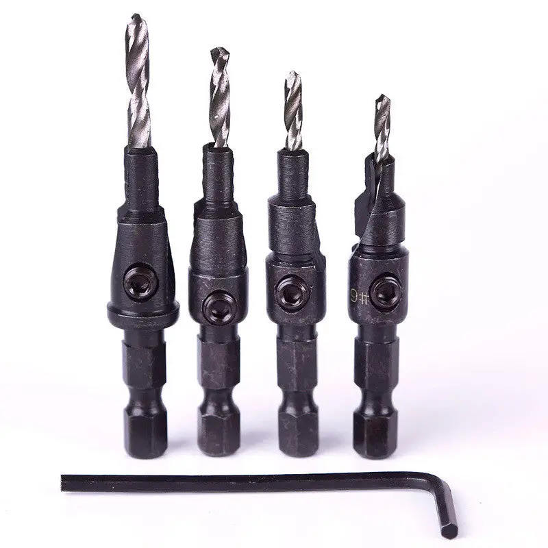 Practical 4Pcs Hss Countersink Drill Set Quick Change Hex Shank Screw 6 8 10 12 68771 1