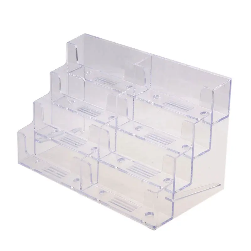 Practical 8 Pocket Desktop Clear Acrylic Business Card Holder Display Stand Tool 80472 1