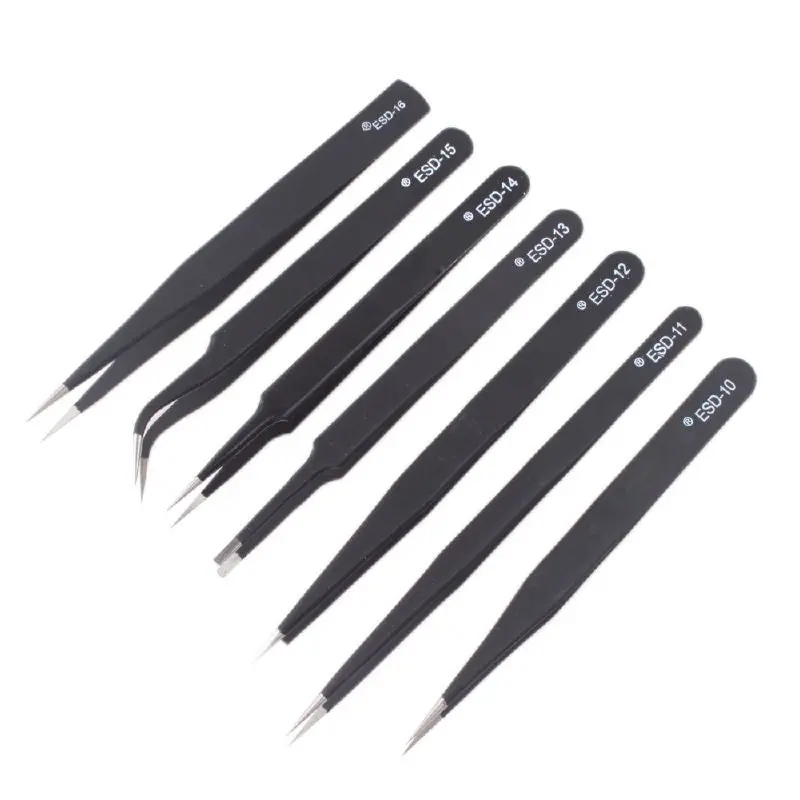 Practical Esd Anti-Static Precision Stainless Tweezers Heat Resistant Repair Tool 56715 1