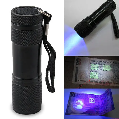 Practical Invisible Ink Marker 9Led Uv Ultra Violet Flashlight Torch Light 3Aaa 1