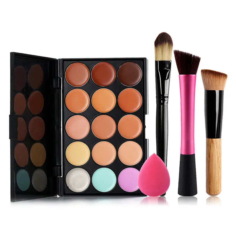 Pressional Cosmetic Makeup 15 Concealer Makeup Tool Stonge Puff Foundation Powder Angled Brush 1