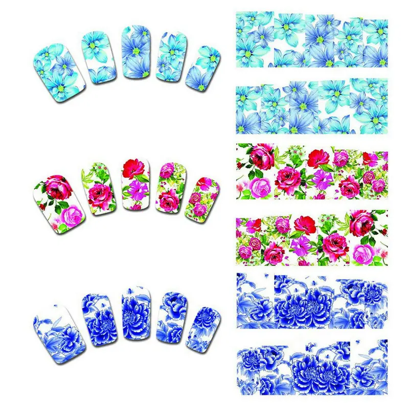 Pretty 50 Sheets Flower Nail Art Stickers Icure Decals Diy Accessories 1