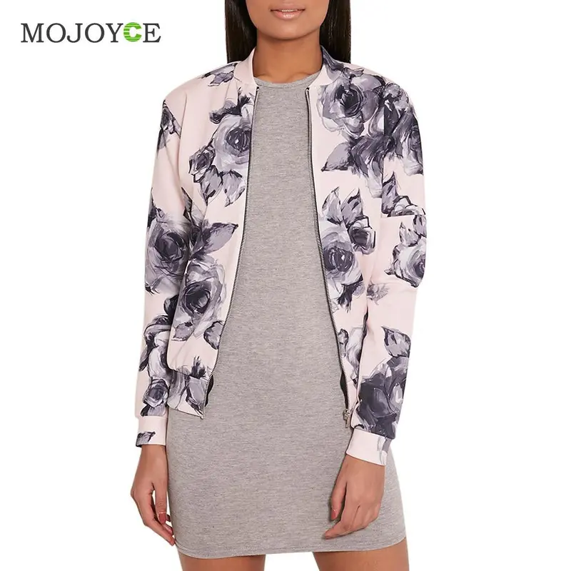 Pretty Little Thing Floral Printing Jacket Women Ladies Liana Scuba Bomber Jacket Women Top Women Basic Coats Jaqueta Feminina 1
