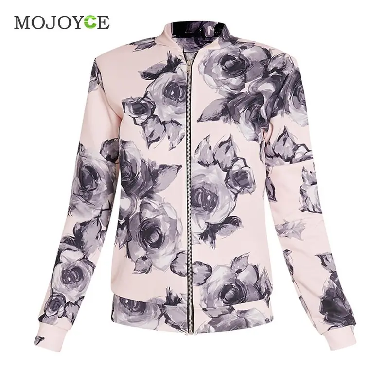 Pretty Little Thing Floral Printing Jacket Women Ladies Liana Scuba Bomber Jacket Women Top Women Basic Coats Jaqueta Feminina 2