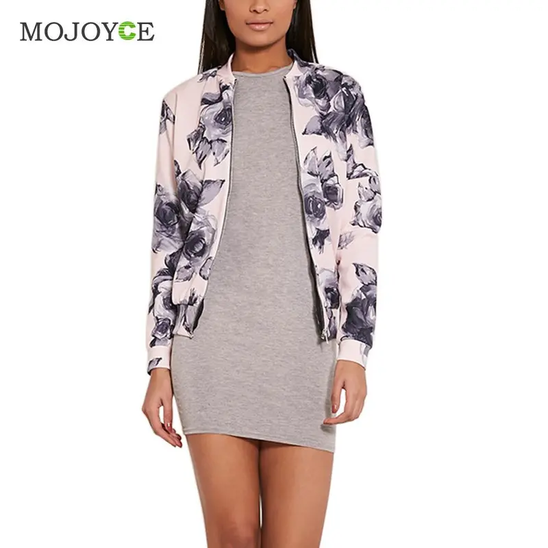 Pretty Little Thing Floral Printing Jacket Women Ladies Liana Scuba Bomber Jacket Women Top Women Basic Coats Jaqueta Feminina 3
