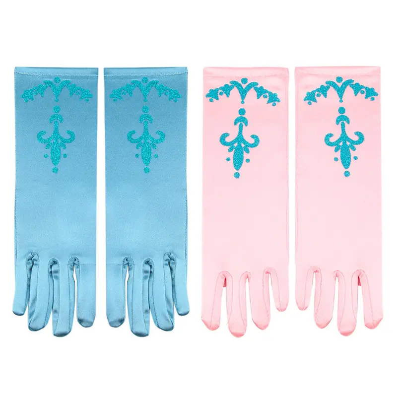 Pretty Snow Princess Queen Kid Girl Long Glove Halloween Cosplay Costume 1