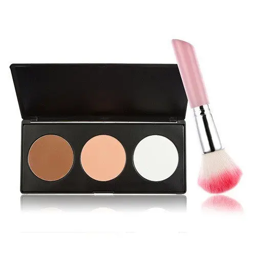 Prfestioanl 3 Colors Cosmetic Eyeshadow Blusher Concealer Face Powder Makeup Brush Bag 1