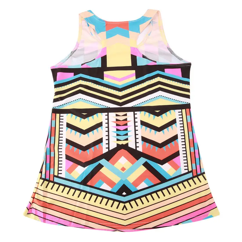 Print Style Slim Long Singlet Tank Top Vest Tee With Digitalskulltigerspace Pattern 1